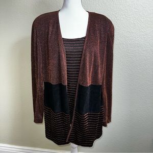 John Philips Women's Black & Gold Metallic Long Sleeve Sparkle Top Size Unknown‎